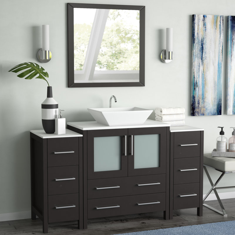 Wade Logan® Karson Framed 54" Single Bathroom Vanity Set with Mirror